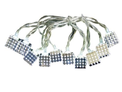 Reťaz MagicHome Vianoce Metal Cube, strieborná, 2xAA, osvetlenie, interiér