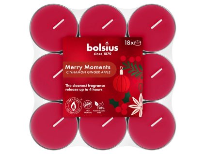 Sviečky Bolsius True Glow, jablko/škorica, čajové, bal. 18 ks