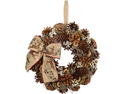 Veniec MagicHome Vianoce, prírodný, závesný, s mašľou, 30 cm