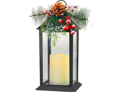 Lampáš MagicHome Vianoce, plast, čierny, 1xLED žltá, 14x14x32.2 cm, 3xAAA