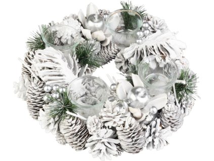 Veniec MagicHome Vianoce, adventný, biely, 32 cm