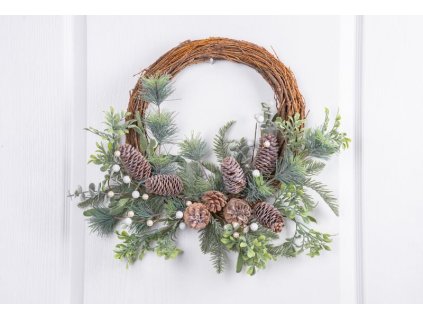 Veniec MagicHome Vianoce, prútený, s prírodnými vetvičkami, 48x41x11 cm