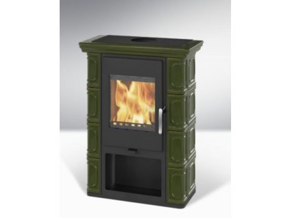 THORMA Borgholm Exclusive Krbové kachle olivovo-zelená, 7 kW, s externým prívodom vzduchu