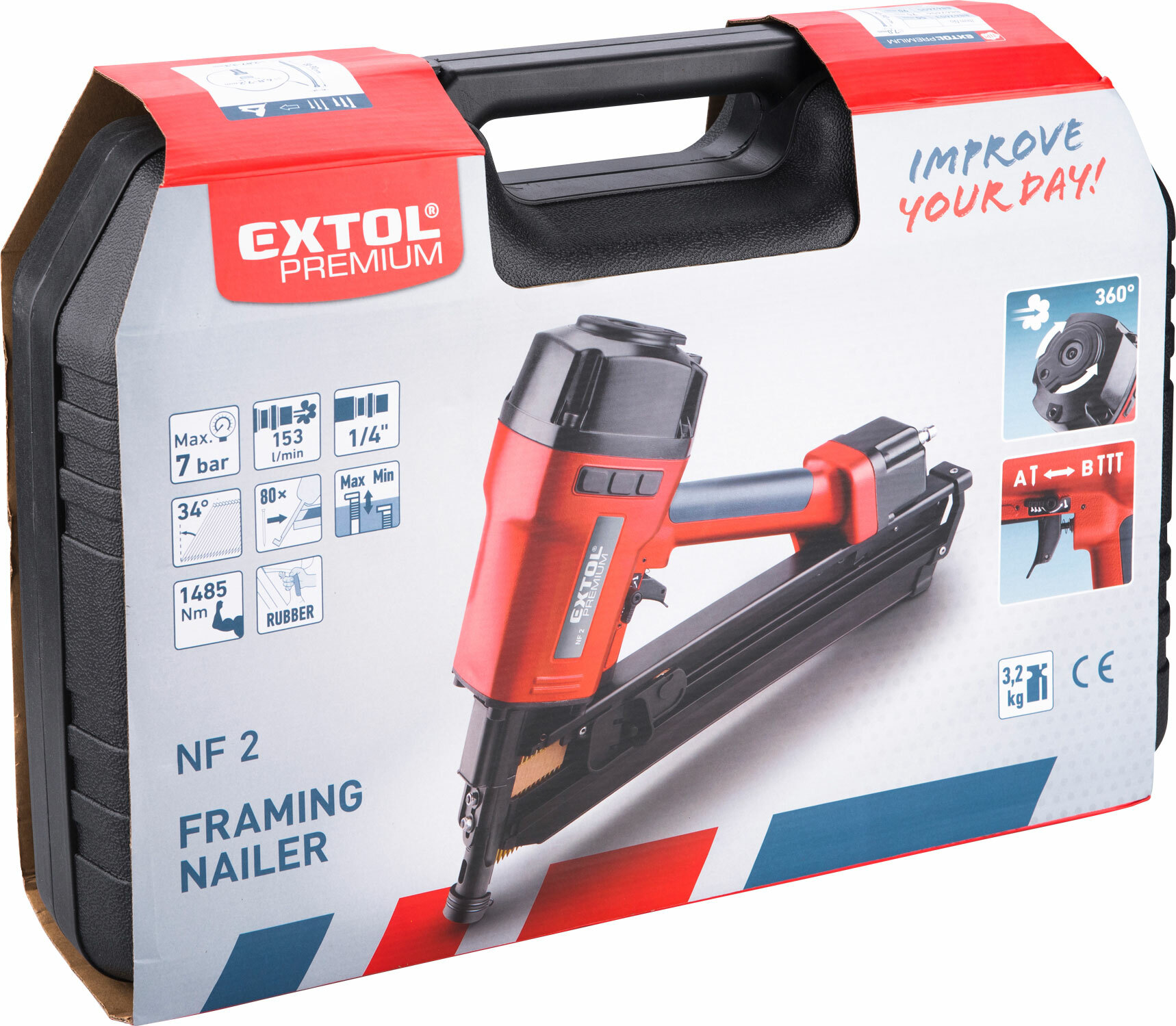 EXTOL PREMIUM 8865042 Klincovačka pneumatická, 1485Nm, klince 50-90mm