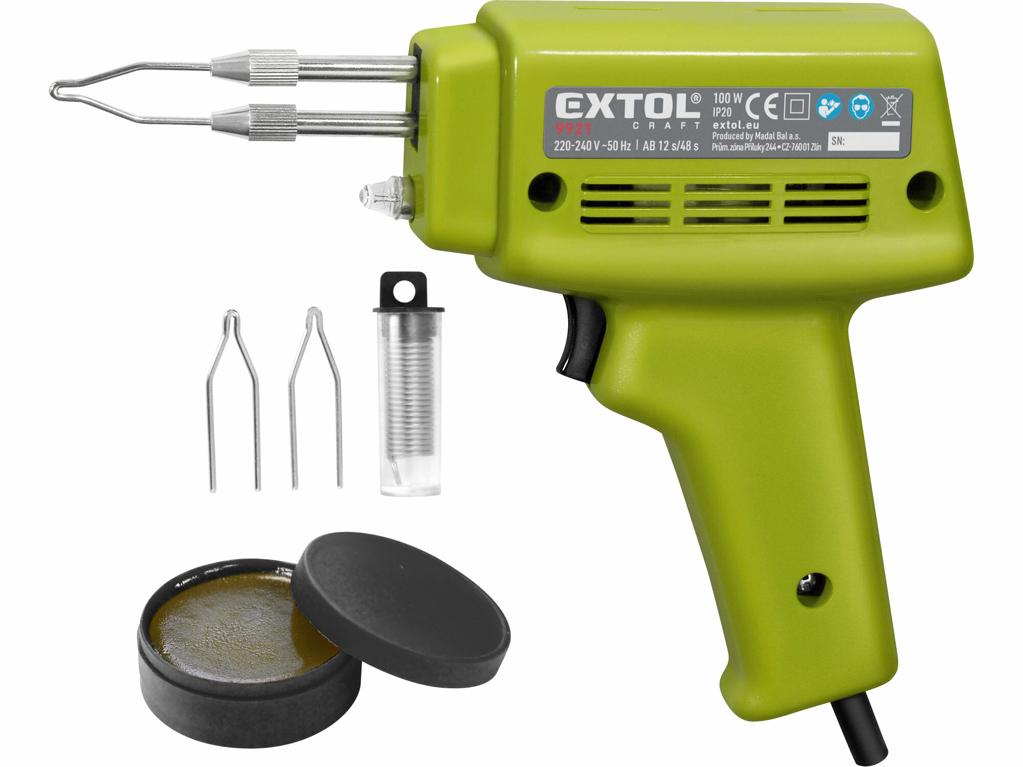 EXTOL CRAFT 9921 Pištoľ spájkovacia, príkon 100W, kufor