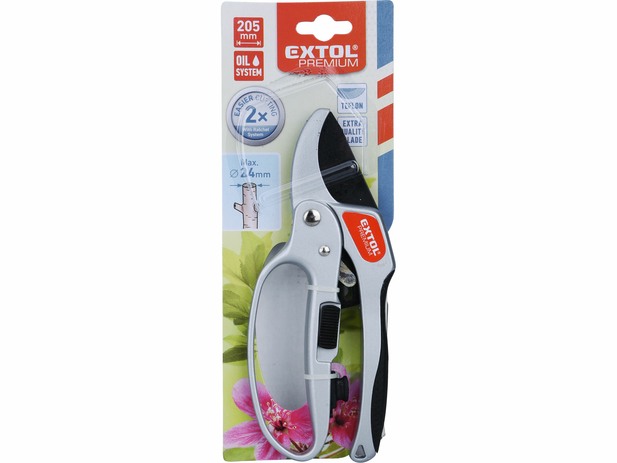 EXTOL PREMIUM 8872180 Nožnice záhradnícke krokovacie prevodové, 205mm