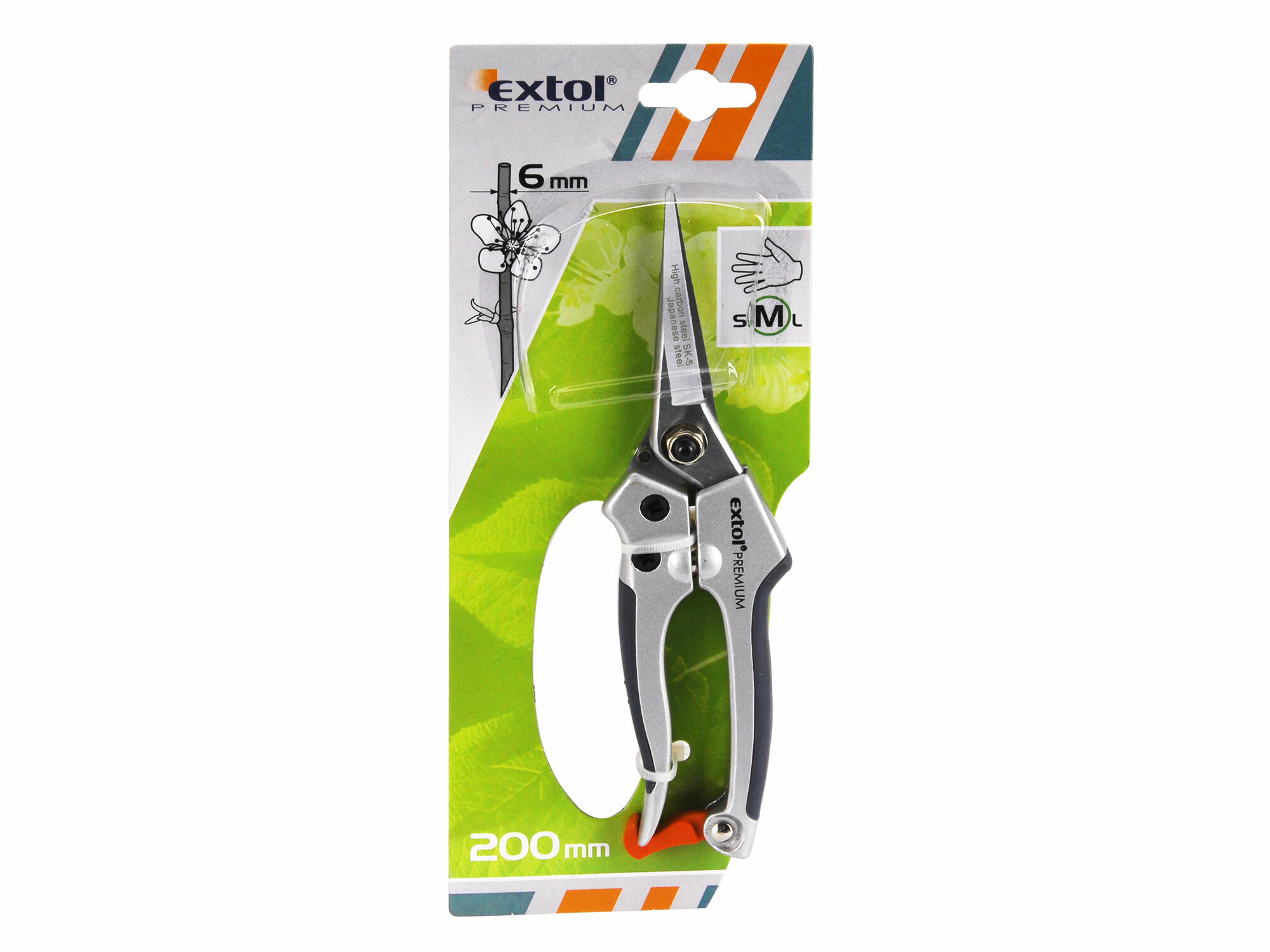 EXTOL PREMIUM 8872105 Nožnice záhradnícke dlhé úzke, 200mm, max. prestrih Ø6mm
