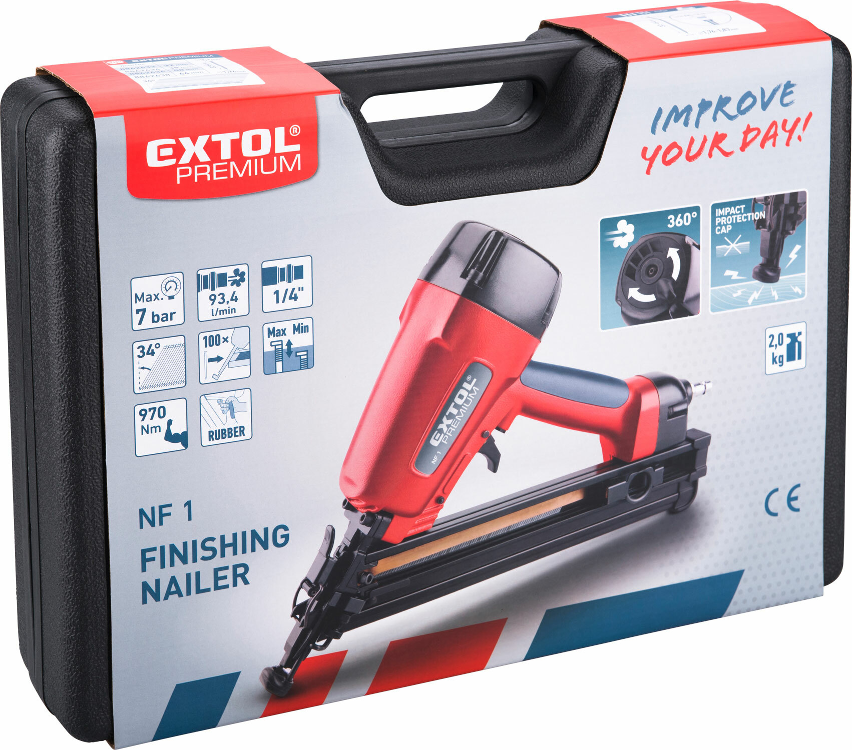 EXTOL PREMIUM 8865041 – Pneumatická klincovačka na lišty a nábytok, 32-64 mm