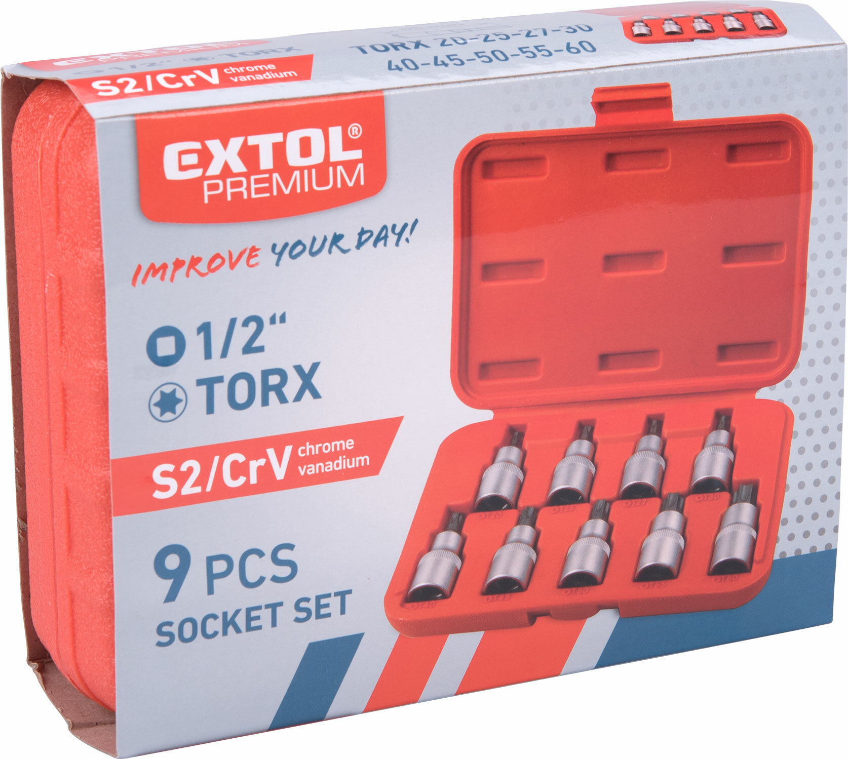 EXTOL PREMIUM 8818124 Hlavice zástrčné TORX, 1/2", 9ks