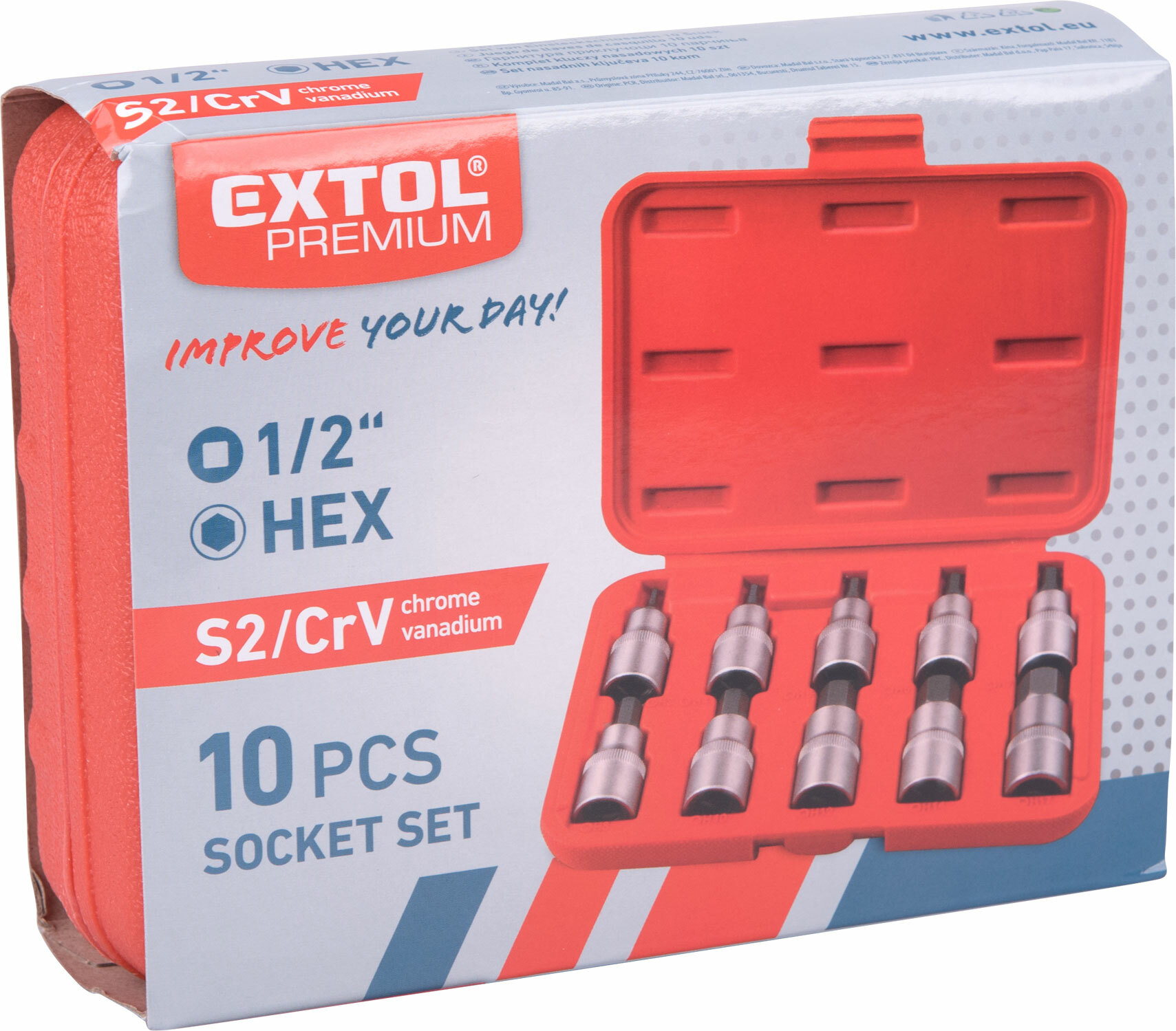 EXTOL PREMIUM 8818120 Hlavice zástrčné HEX, 1/2", 10ks
