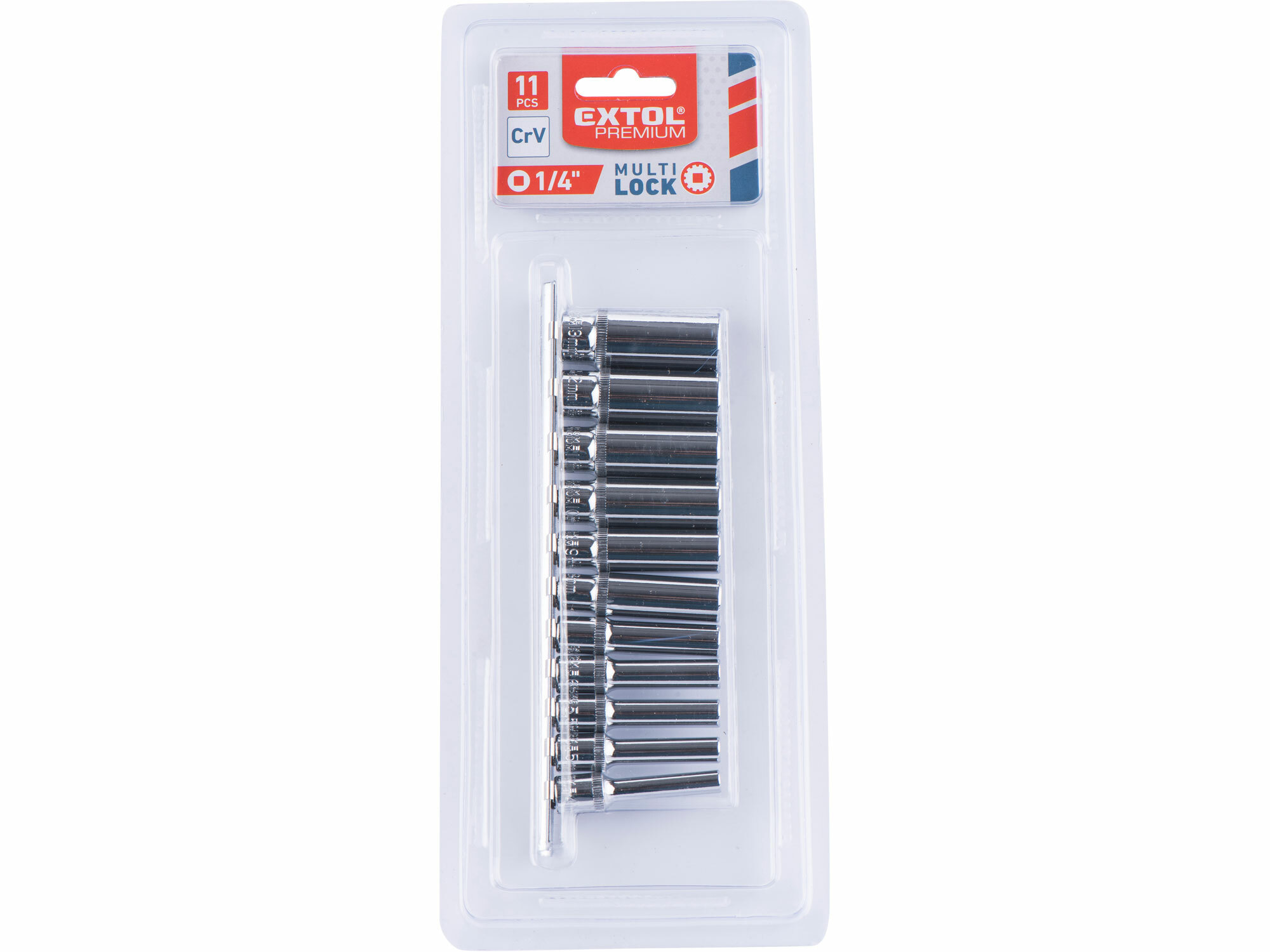 EXTOL PREMIUM 8818110 Kľúče nástrčné predĺžené MultiLock, 1/4'', 11ks, 4-13mm