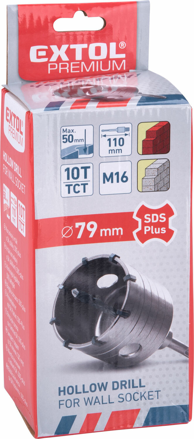 EXTOL PREMIUM 8801960 Vrták korunkový Ø79mm, SDS-plus, s SK plátkami