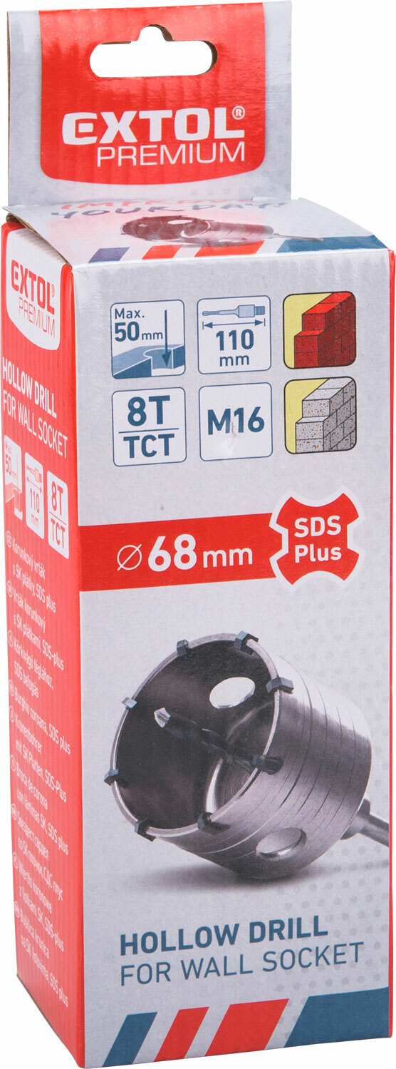 EXTOL PREMIUM 8801954 Vrták korunkový Ø68mm, SDS-plus, s SK plátkami