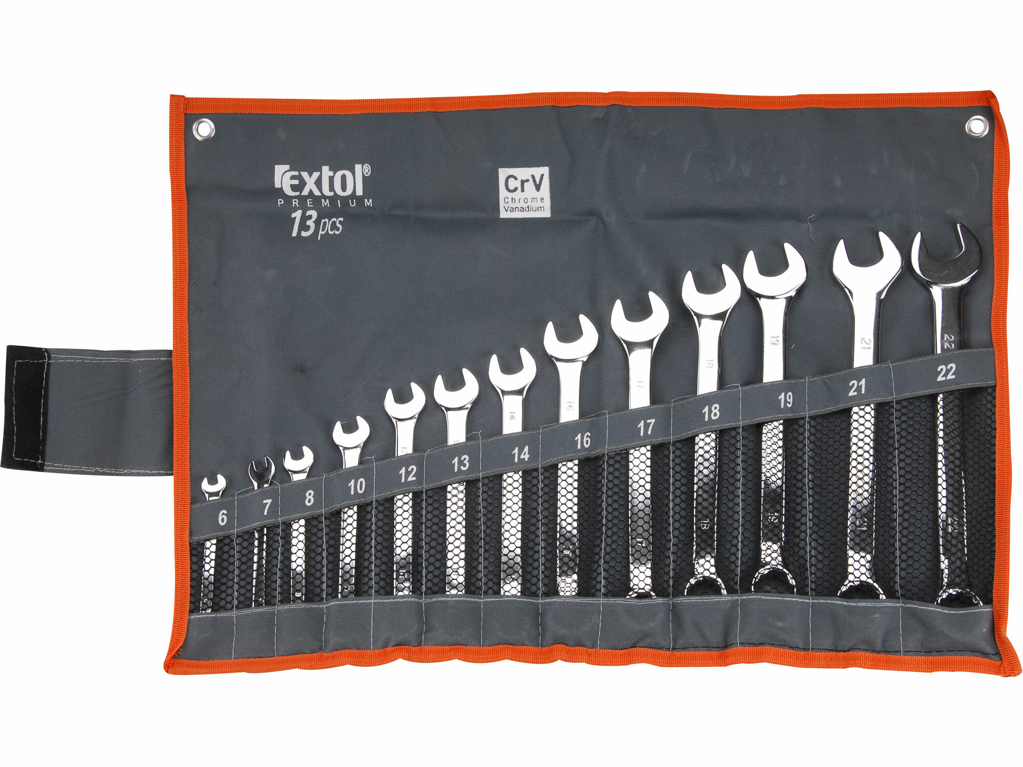 EXTOL PREMIUM 6733 Kľúče očko-vidlicové 6-22mm, sada 13ks, celoleštené