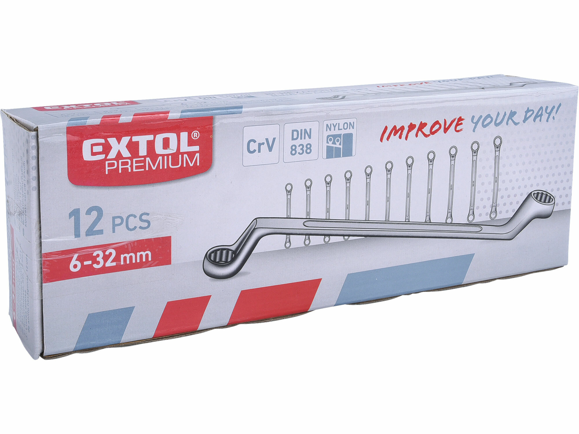 EXTOL PREMIUM 6233 Kľúče očkové vyhnuté, 12-dielna sada, 6-32mm
