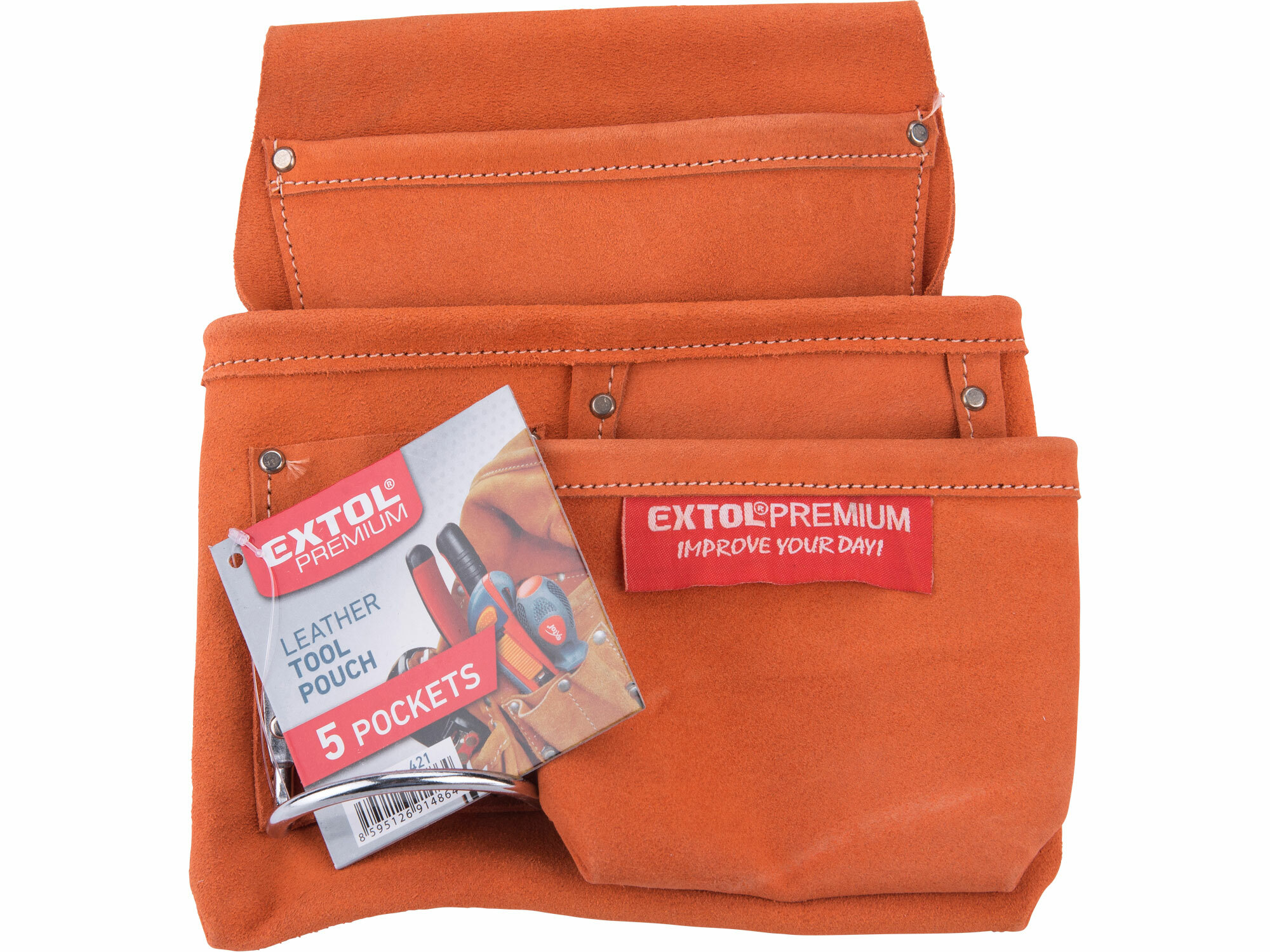 EXTOL PREMIUM 421 Vrecko na náradie, jednodielne, 6 vreciek, na opasok, kožené