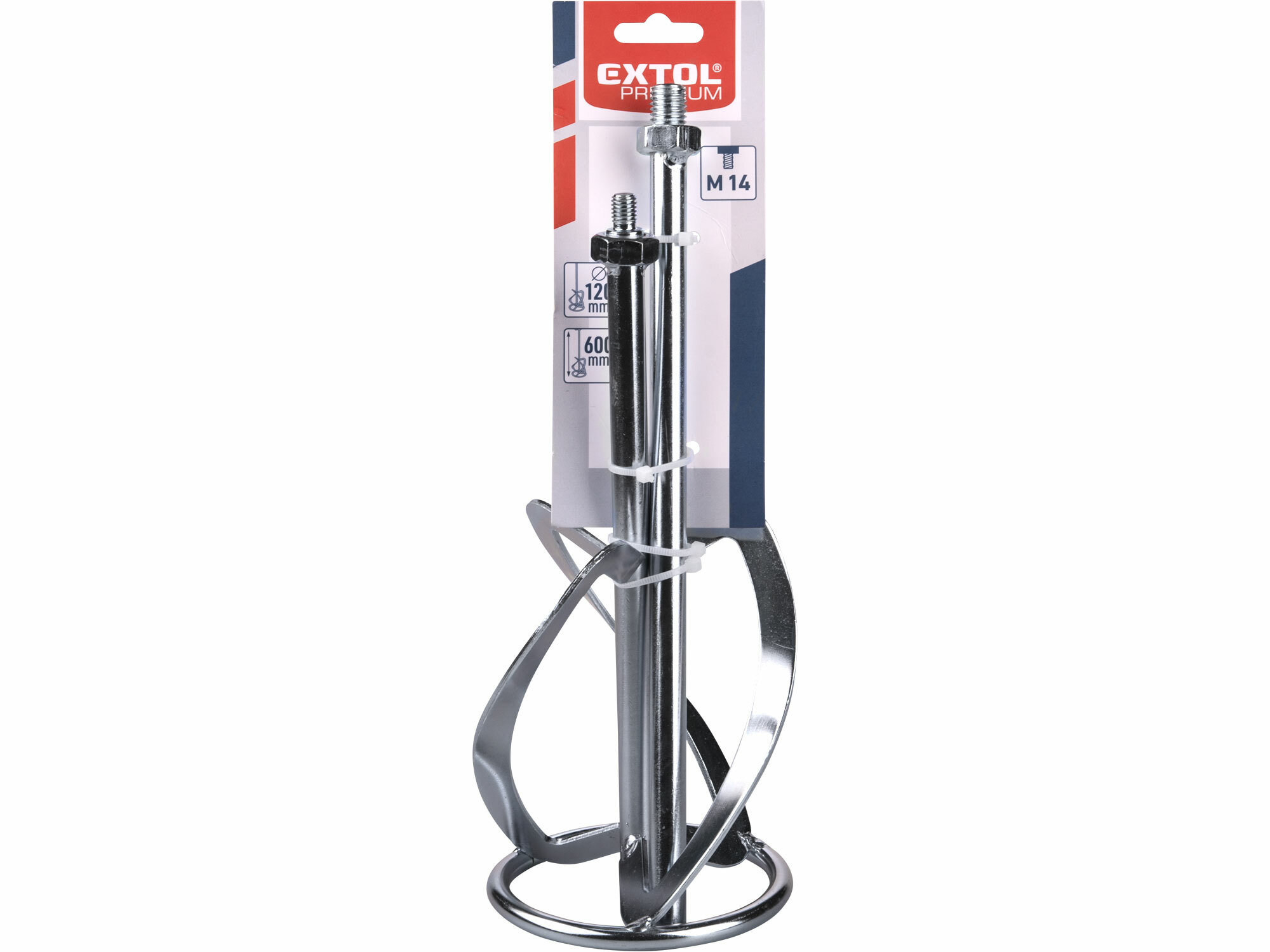 EXTOL PREMIUM 8890600P Miešadlo pozinkované, dĺžka 600mm, Ø120mm, úchyt M14