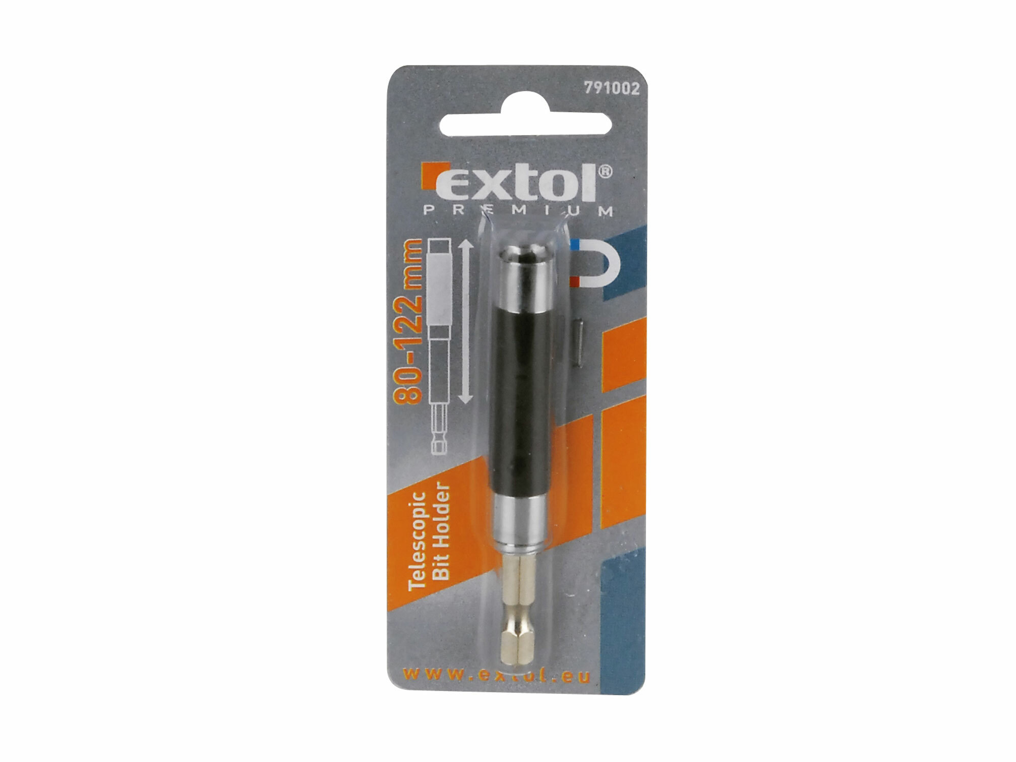 EXTOL PREMIUM 791002 Nadstavec na bity magnetický, 1/4"x80-122mm, antikorový