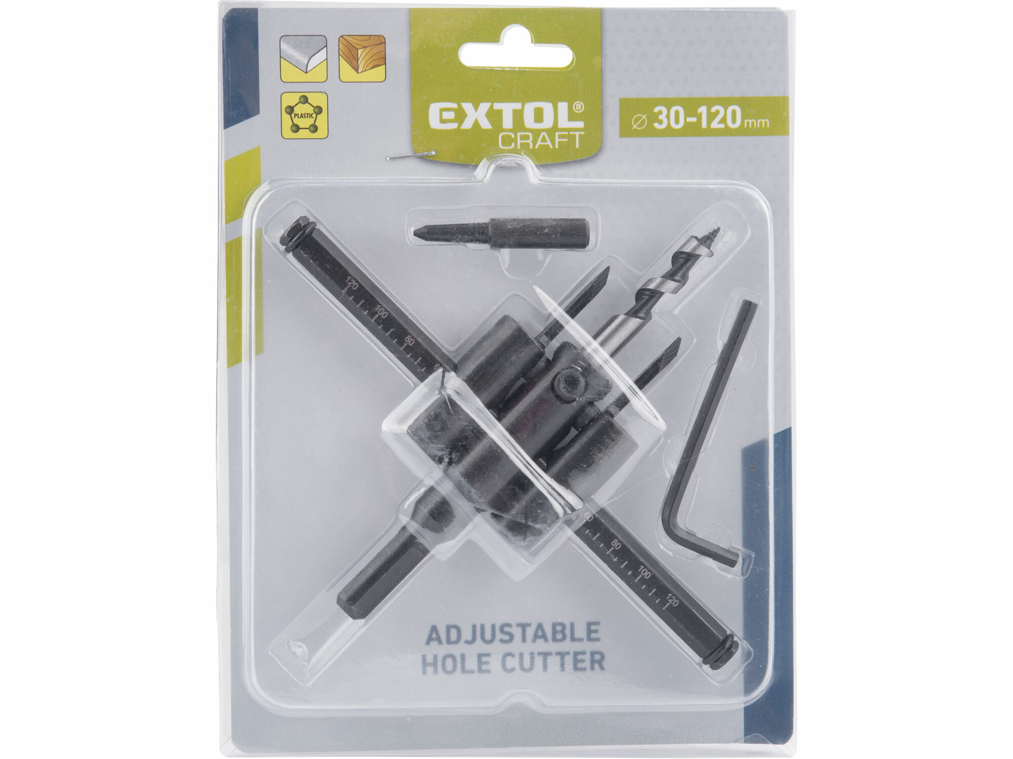 EXTOL CRAFT 1804 Vyrezávač otvorov, nastaviteľný, Ø30-120mm