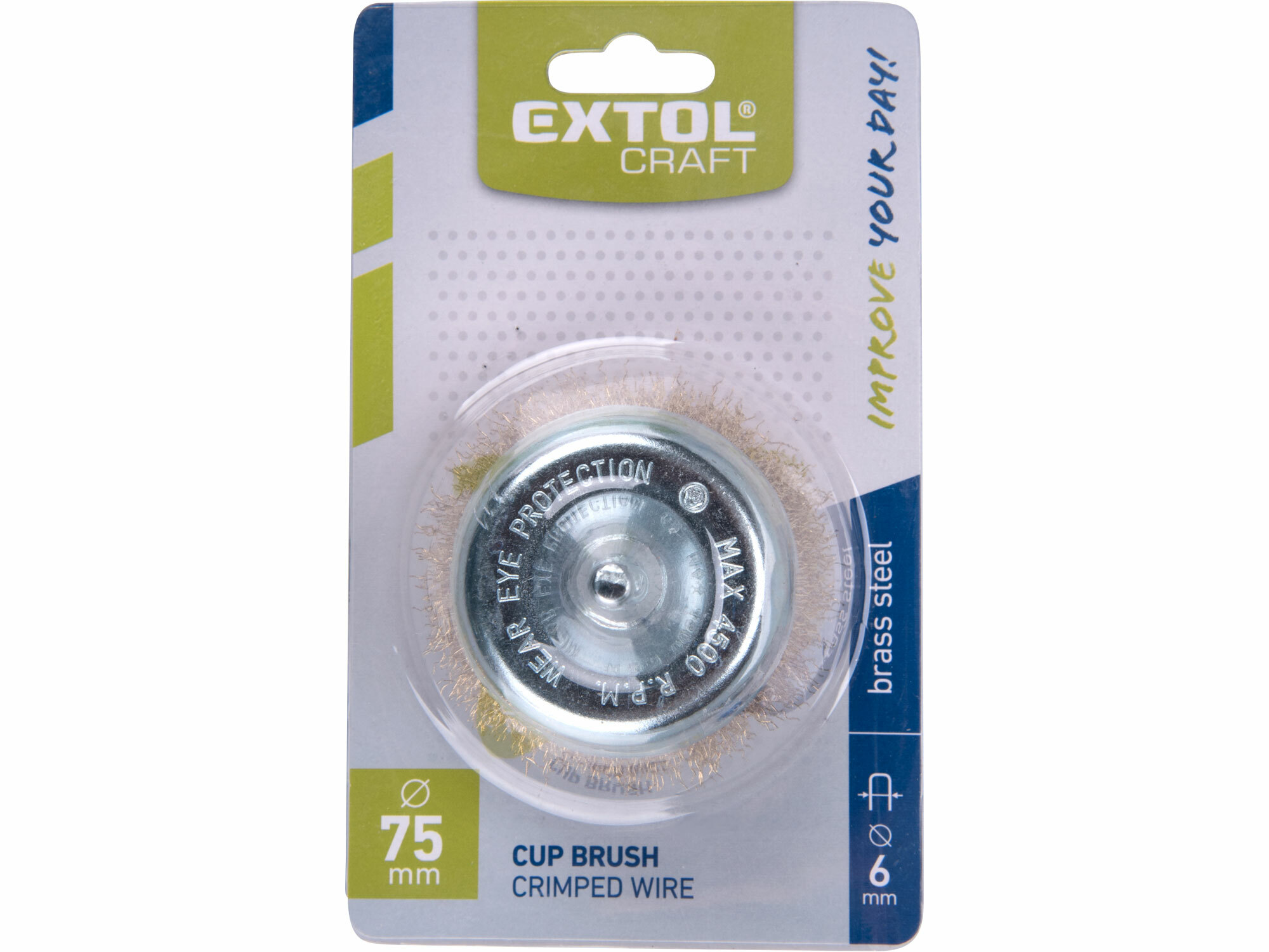 EXTOL CRAFT 17058 Kartáč hrnčekový vlnitý so stopkou, Ø75mm, stopka Ø6mm