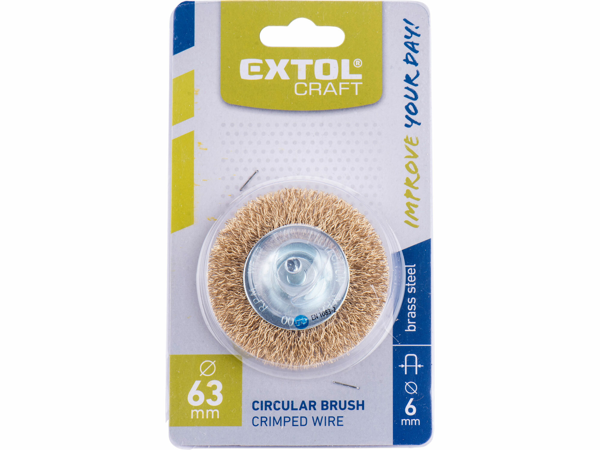 EXTOL CRAFT 17053 Kartáč okružný so stopkou vlnitý, Ø63mm, stopka Ø6mm