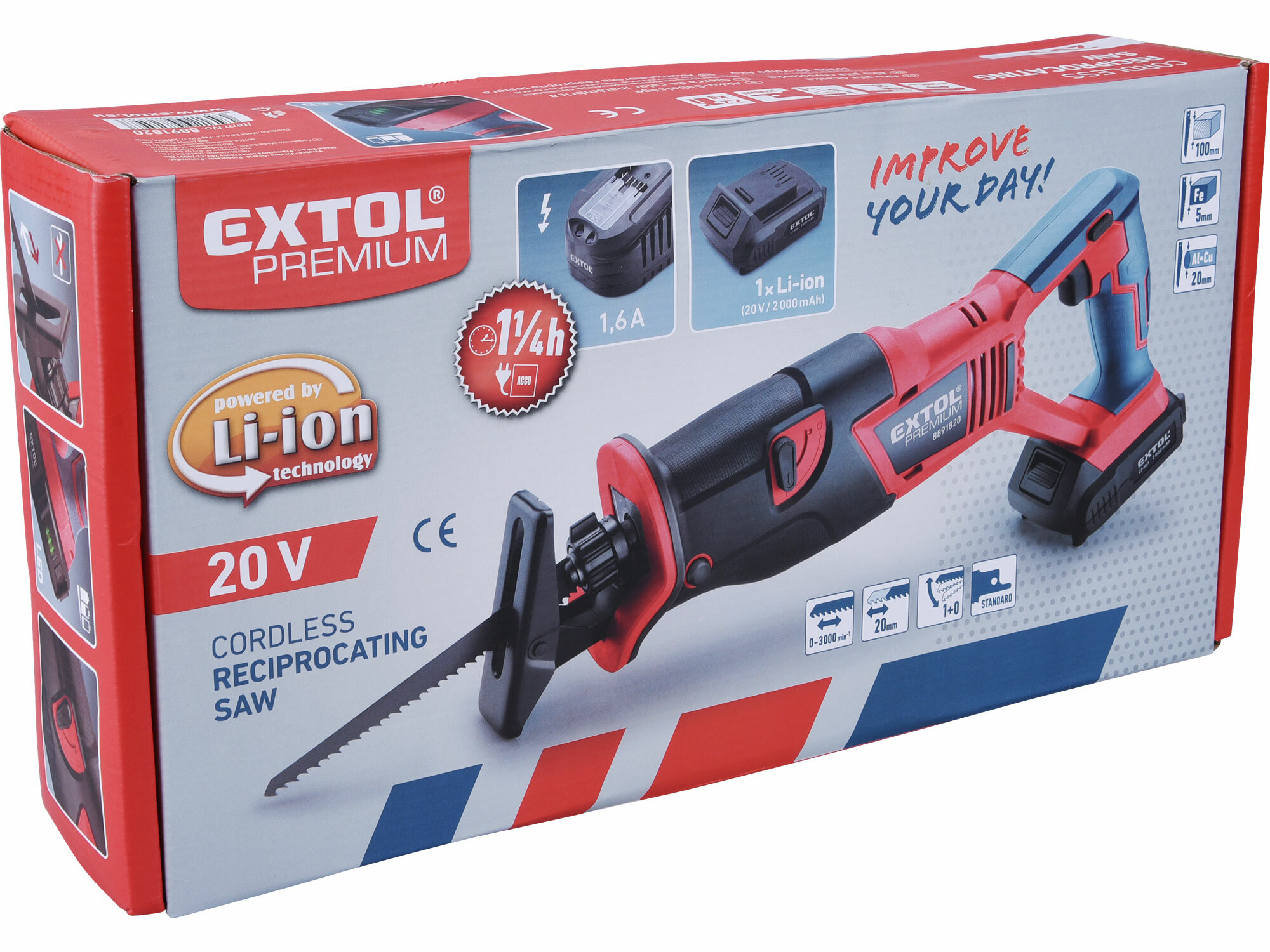 EXTOL PREMIUM 8891821 Píla chvostová aku Share20V, bez aku, zdvih 20mm