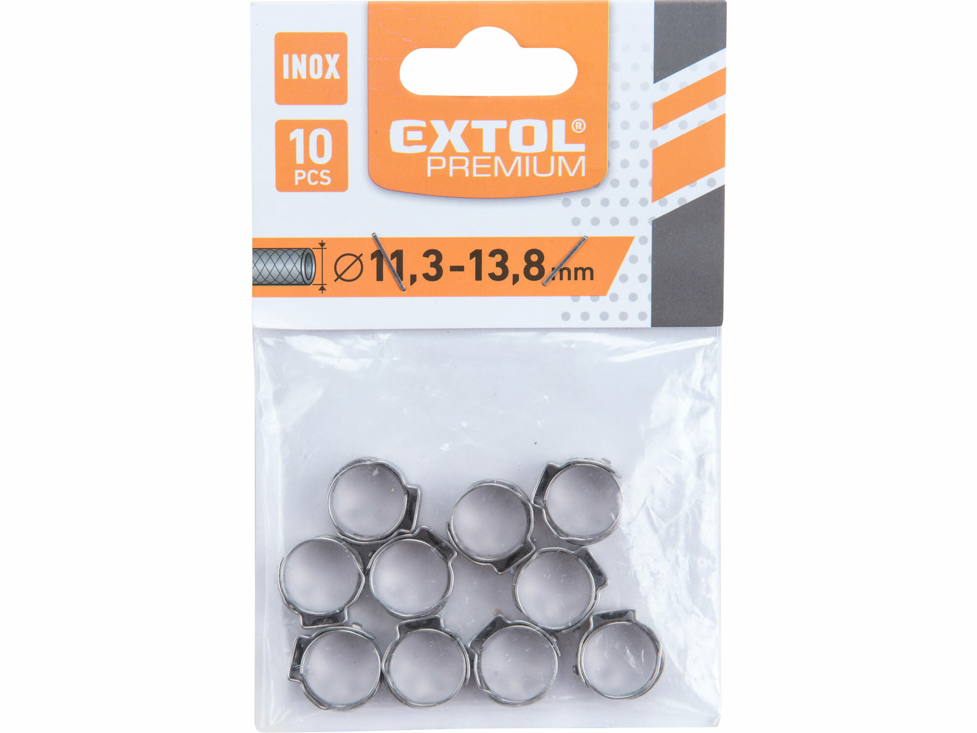 EXTOL PREMIUM 8865171 Spona na 1/4" pneumatickú hadicu, 10ks, Ø 11.3mm - 13.8mm
