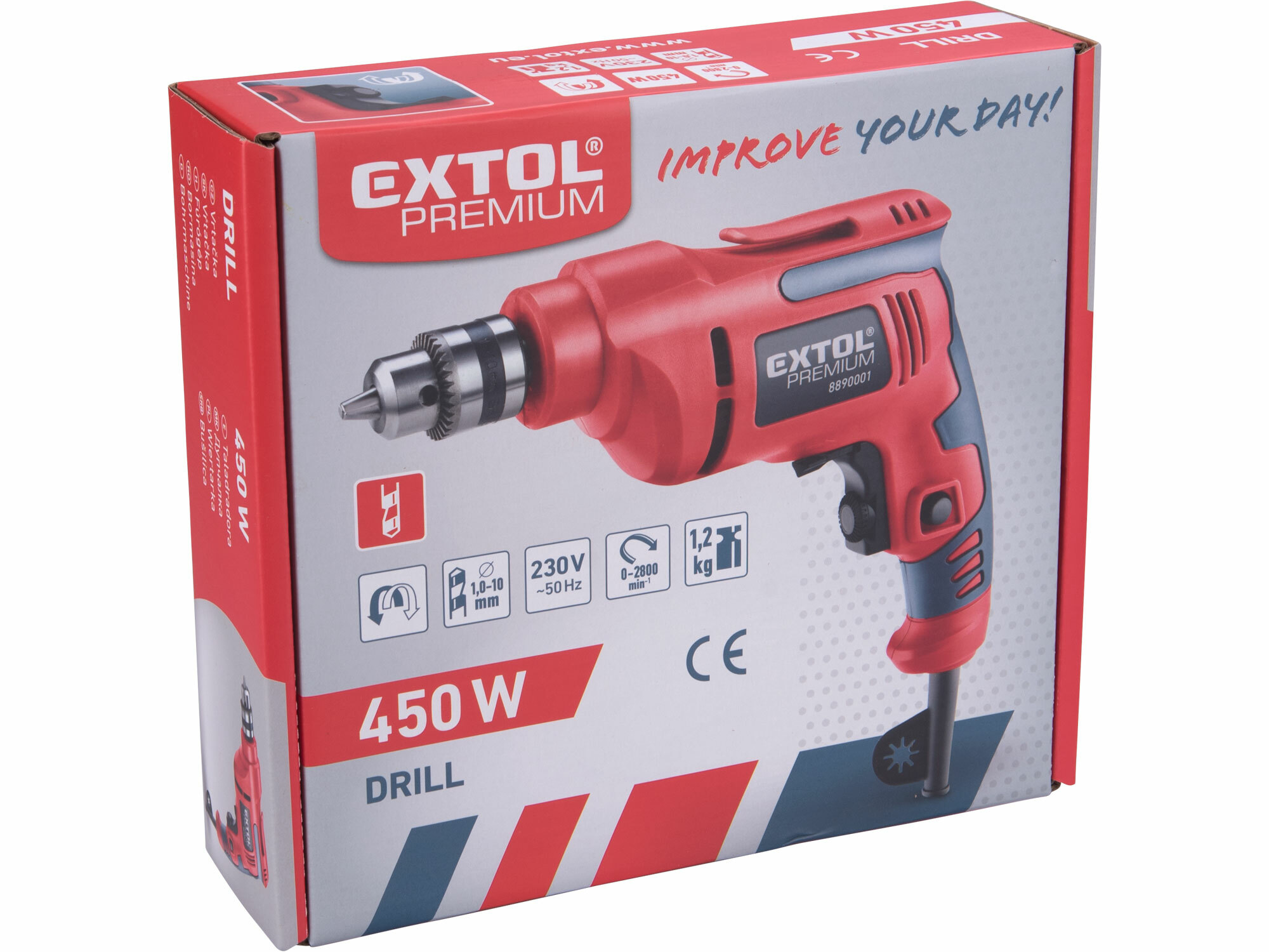 EXTOL PREMIUM 8890001 Vŕtačka kompaktná bez príklepu, príkon 450W