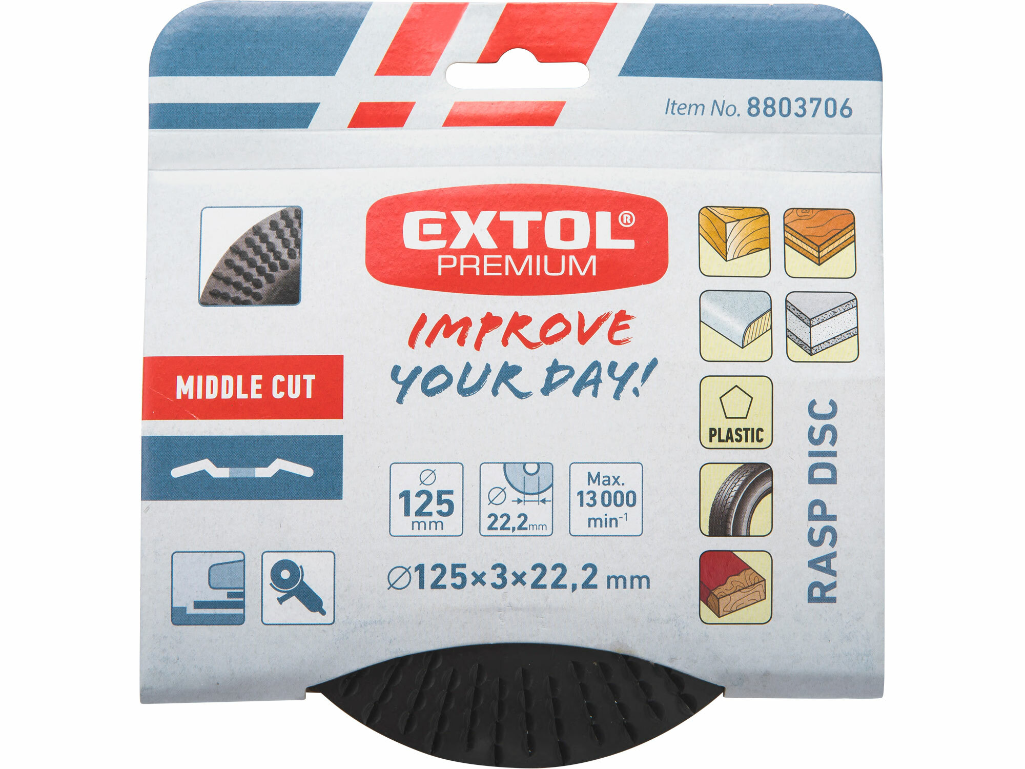 EXTOL PREMIUM 8803706 Kotúč rašpľový stredne hrubý, Ø125mm