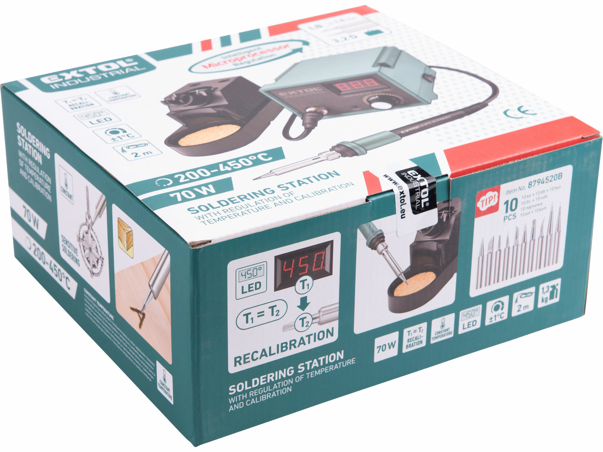EXTOL INDUSTRIAL 8794520 Spájkovacia stanica s digitálnou reguláciou teploty, príkon 40W