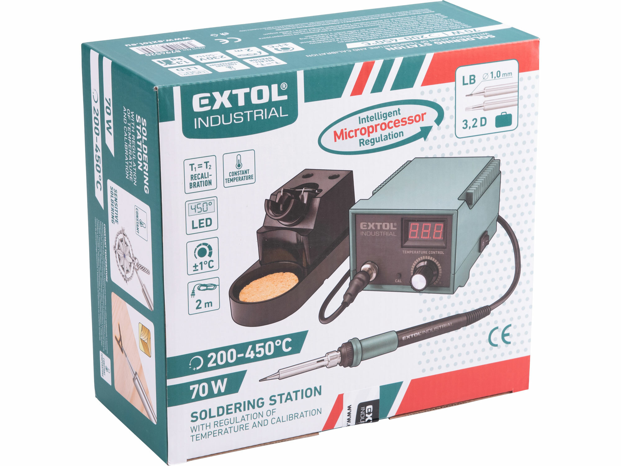 EXTOL INDUSTRIAL 8794520 Spájkovacia stanica s digitálnou reguláciou teploty, príkon 40W