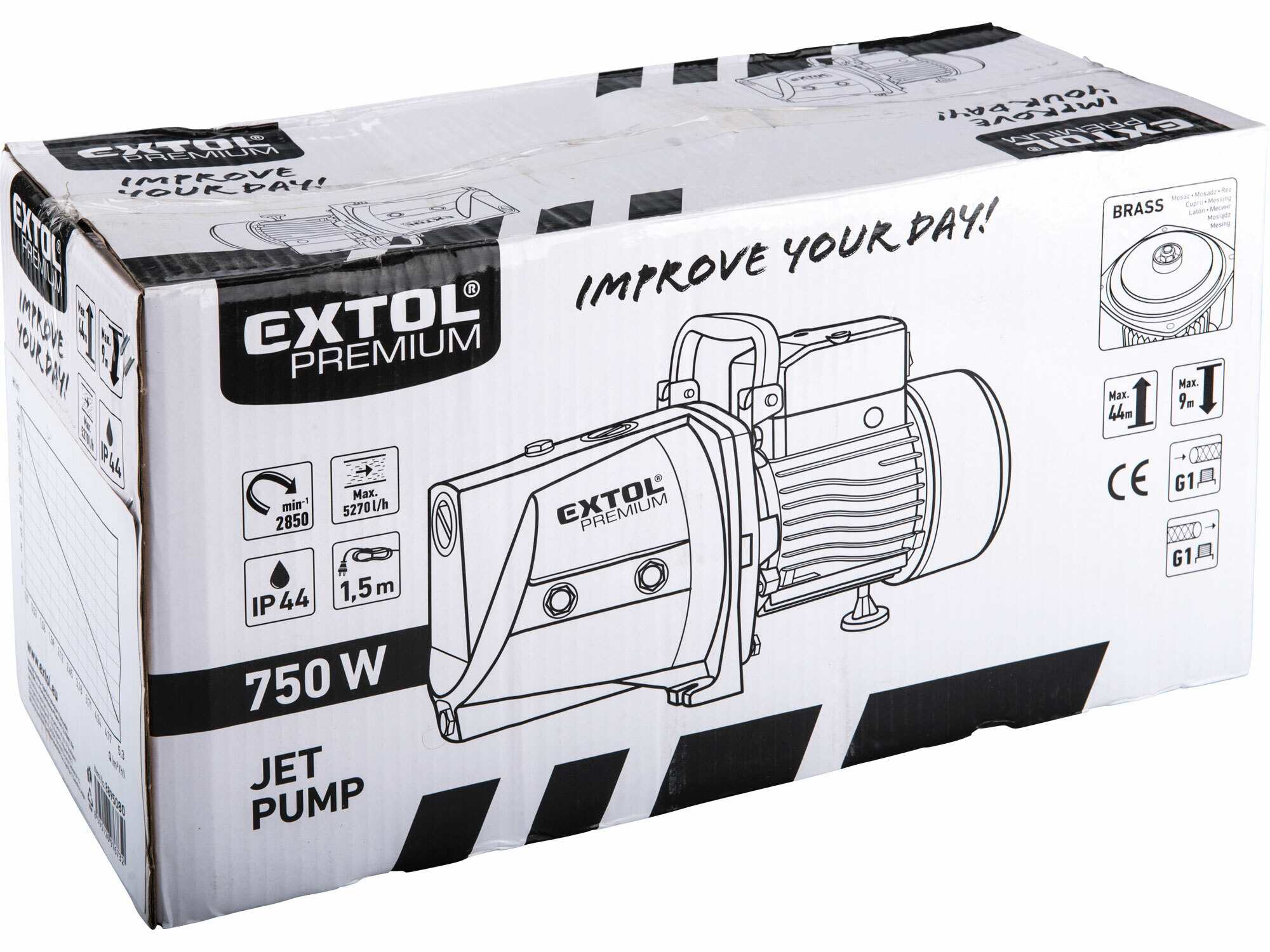 EXTOL PREMIUM 8895080 Čerpadlo prúdové, príkon 750W, 5270l/hod, max. výtlak 44m