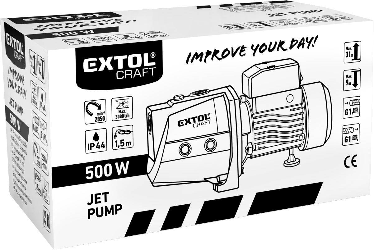 EXTOL CRAFT 414262 Čerpadlo prúdové, príkon 500W, 3080l/hod, max. výtlak 31m