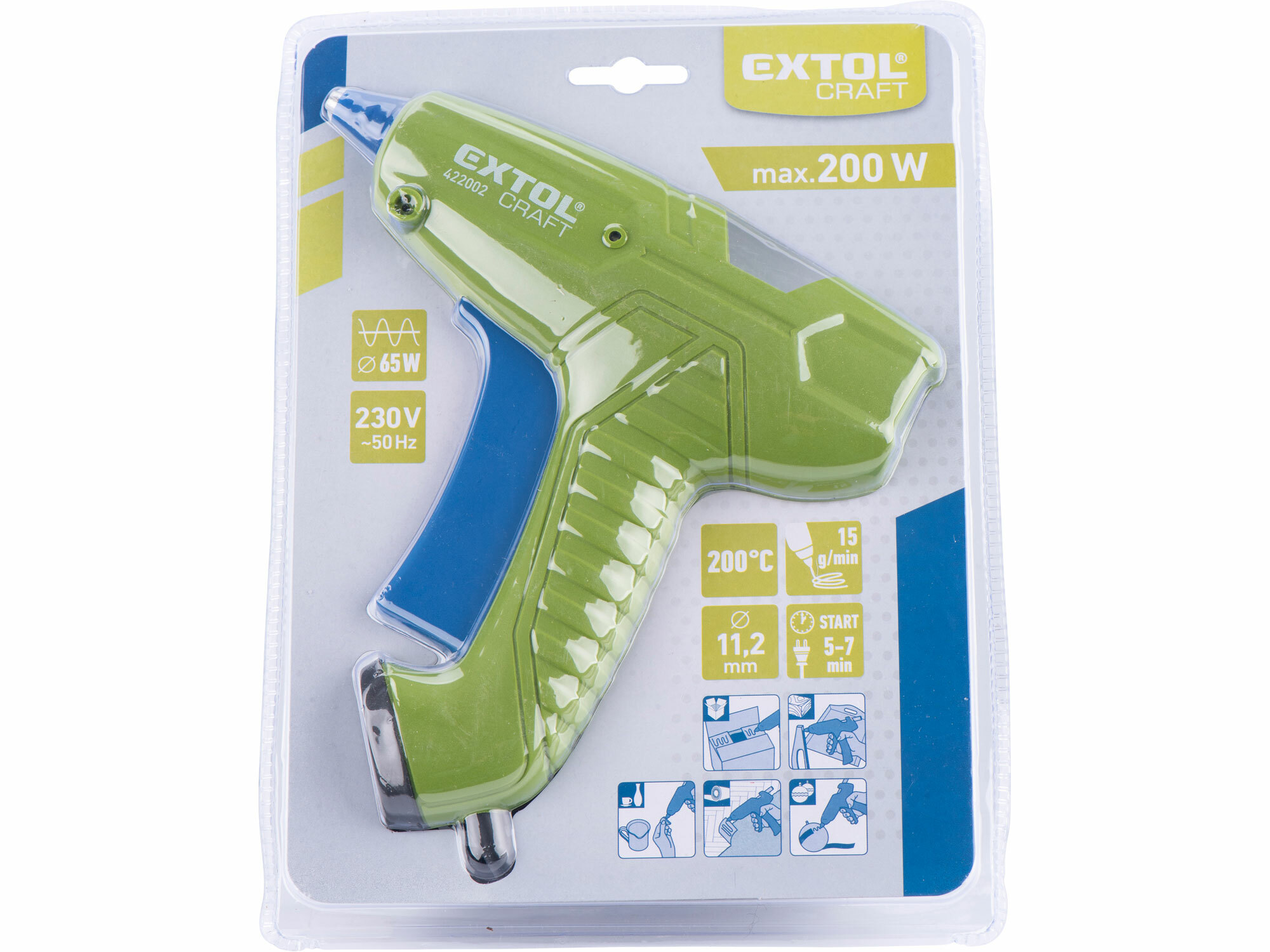 EXTOL CRAFT 422002 Pištoľ lepiaca tavná, 200W, Ø11.2mm