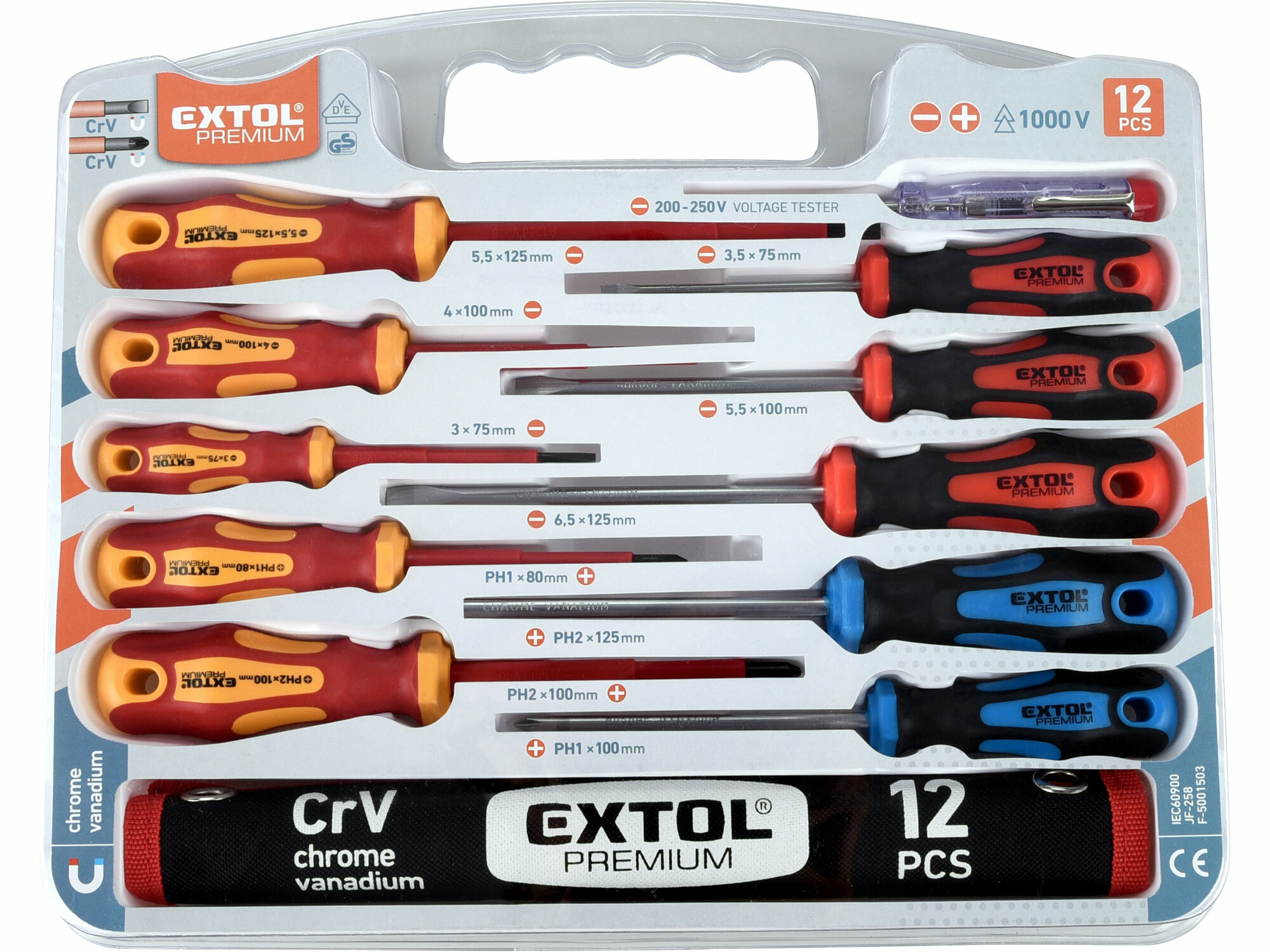 EXTOL PREMIUM 53088 Skrutkovače magnetické, 12-dielna sada