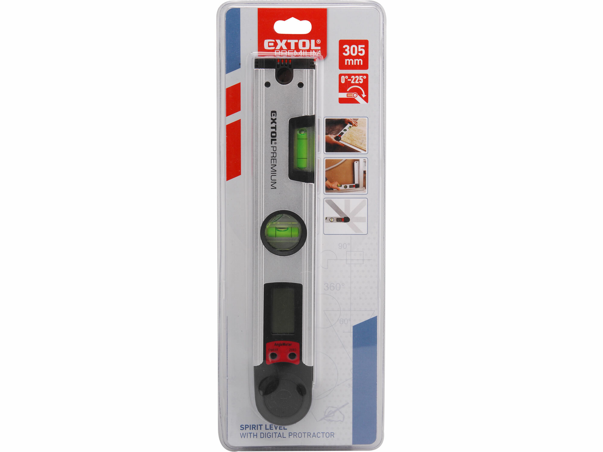 EXTOL PREMIUM 8823501 Vodováha s digitálnym uhlomerom 0°-225°, 305mm