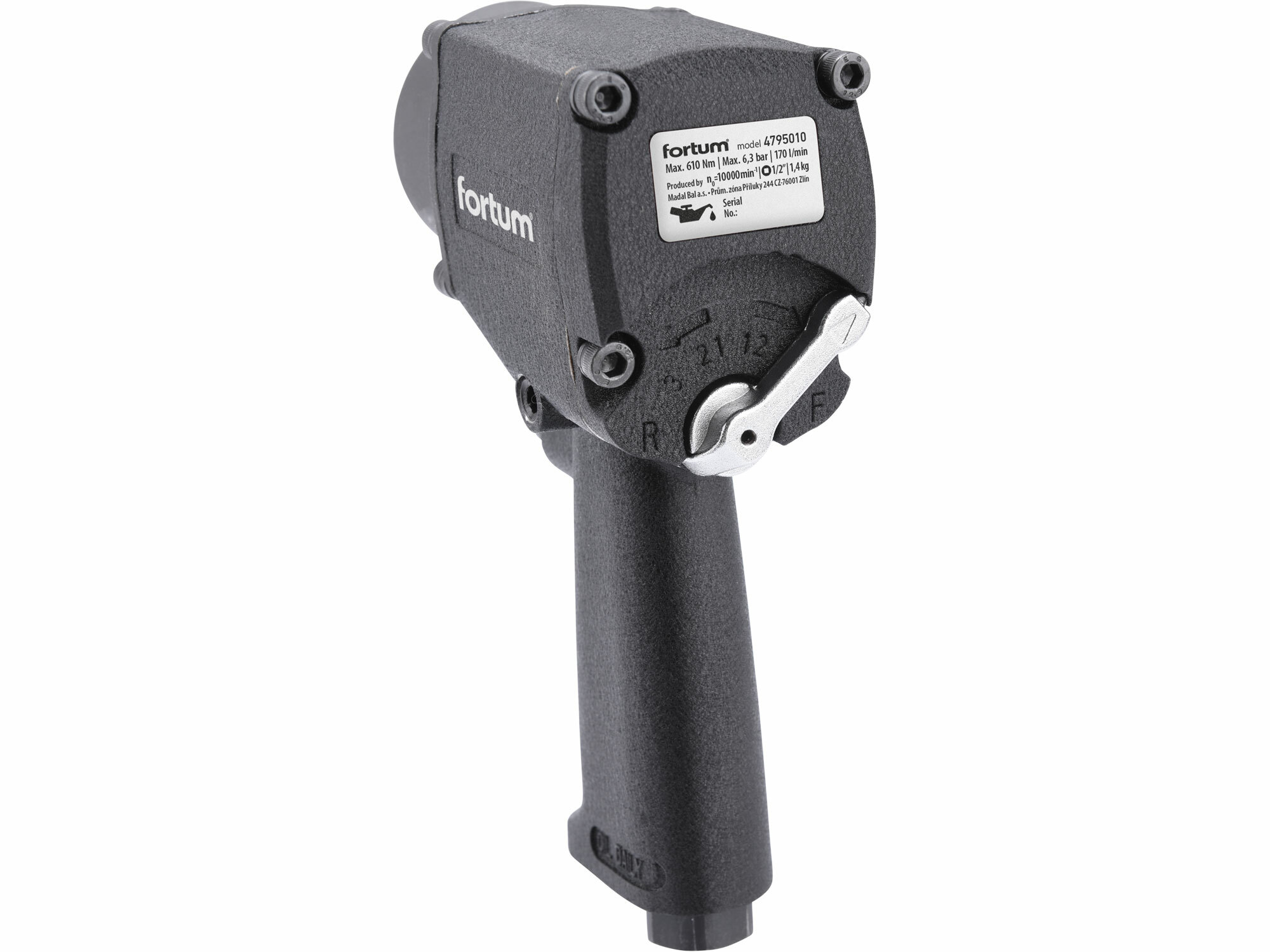 FORTUM 4795010 Uťahovač príklepový pneumatický kompaktný, max. uťahovací moment 610Nm