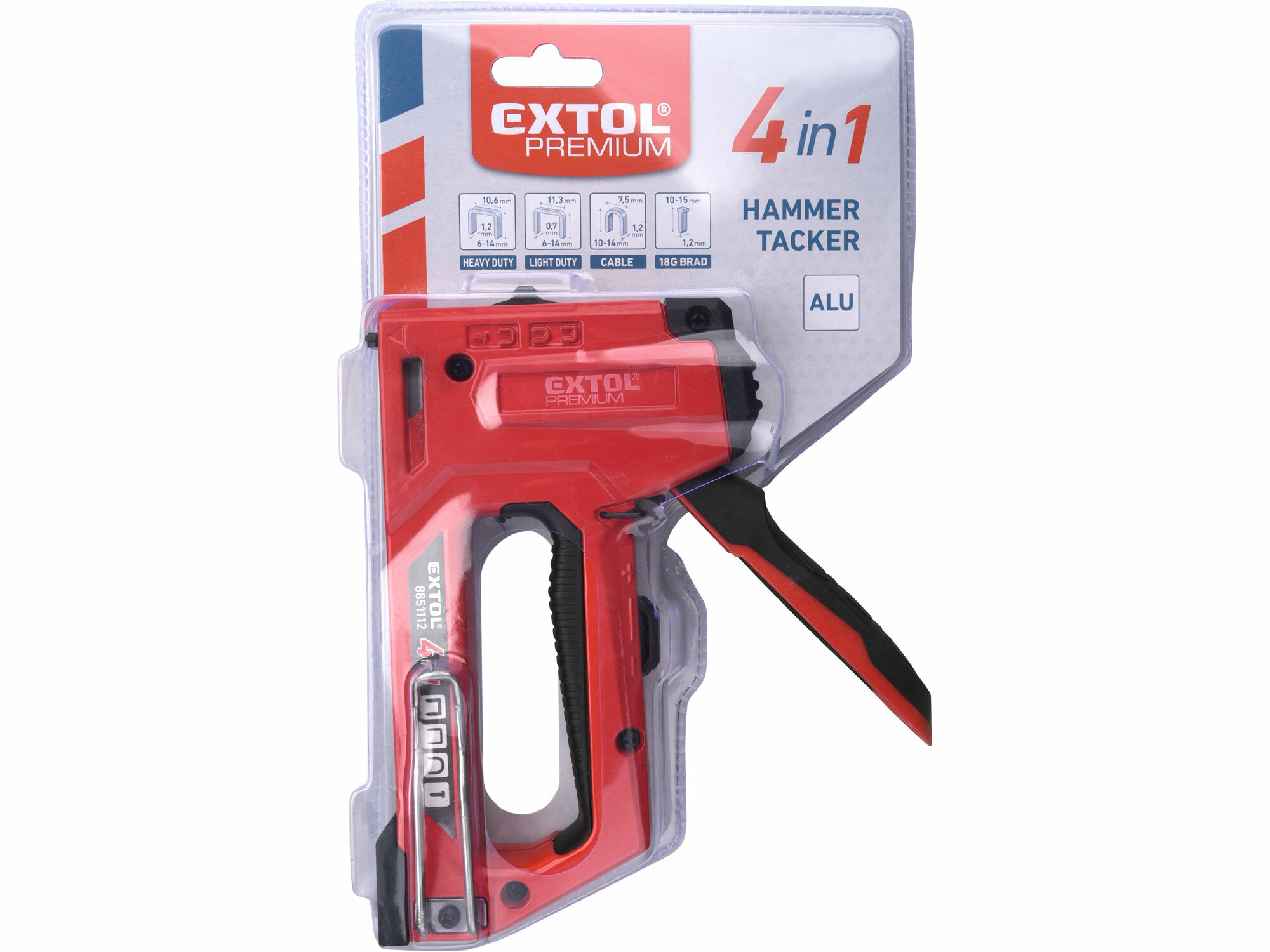 EXTOL PREMIUM 8851112 Pištoľ sponkovacia 4-funkčná, dĺžka spony 6-10mm/6-14mm