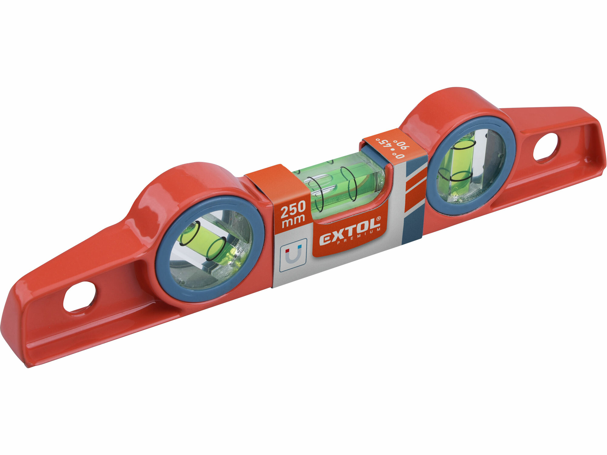 EXTOL PREMIUM 8823890 Vodováha hliníková, 3 libely, magnetická Torpedo, 250mm, frézovaná