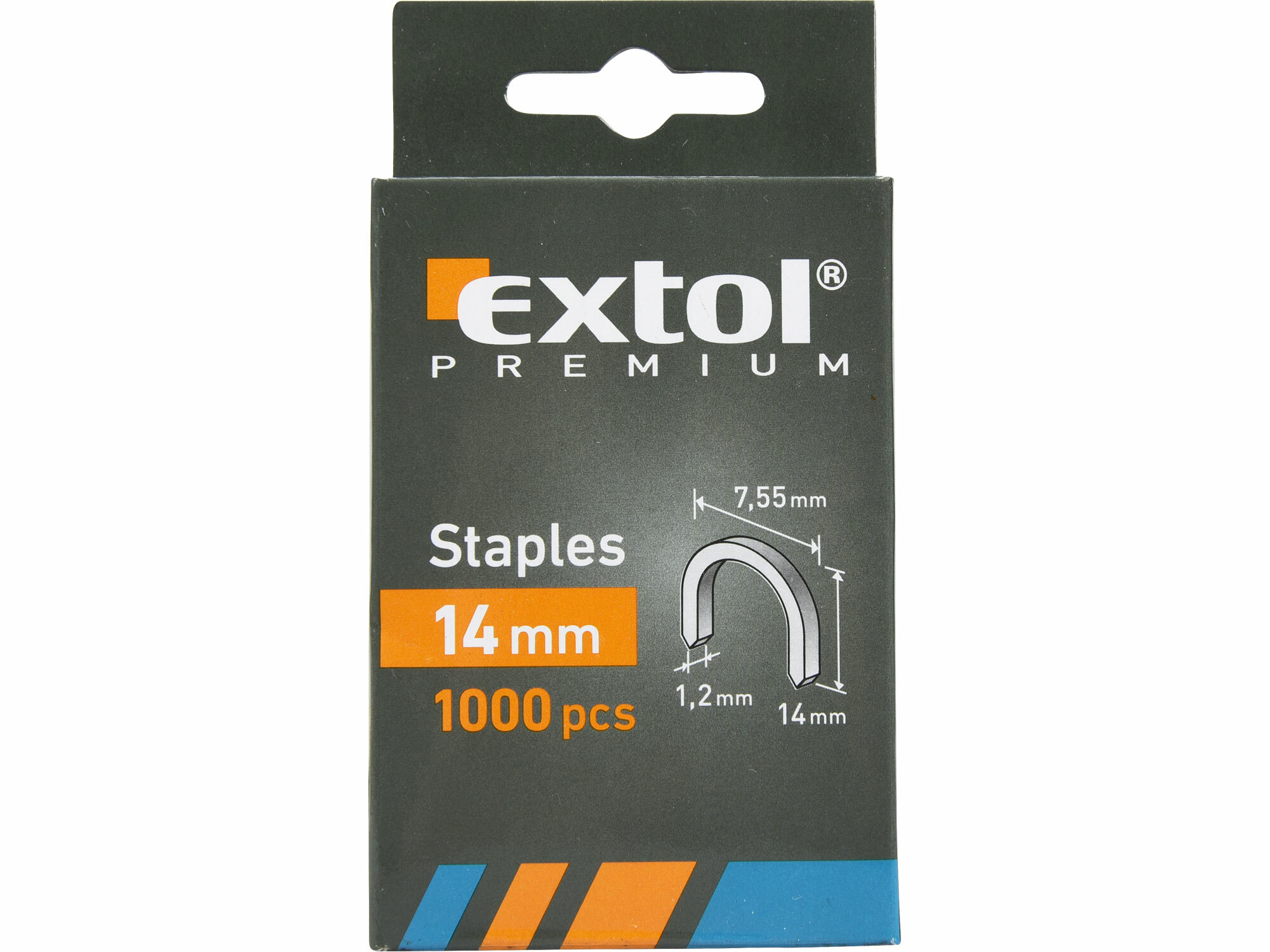 EXTOL PREMIUM 8852305 Spony oblé do sponkovacej pištole 14mm, 7,55x1,2mm, 1000ks