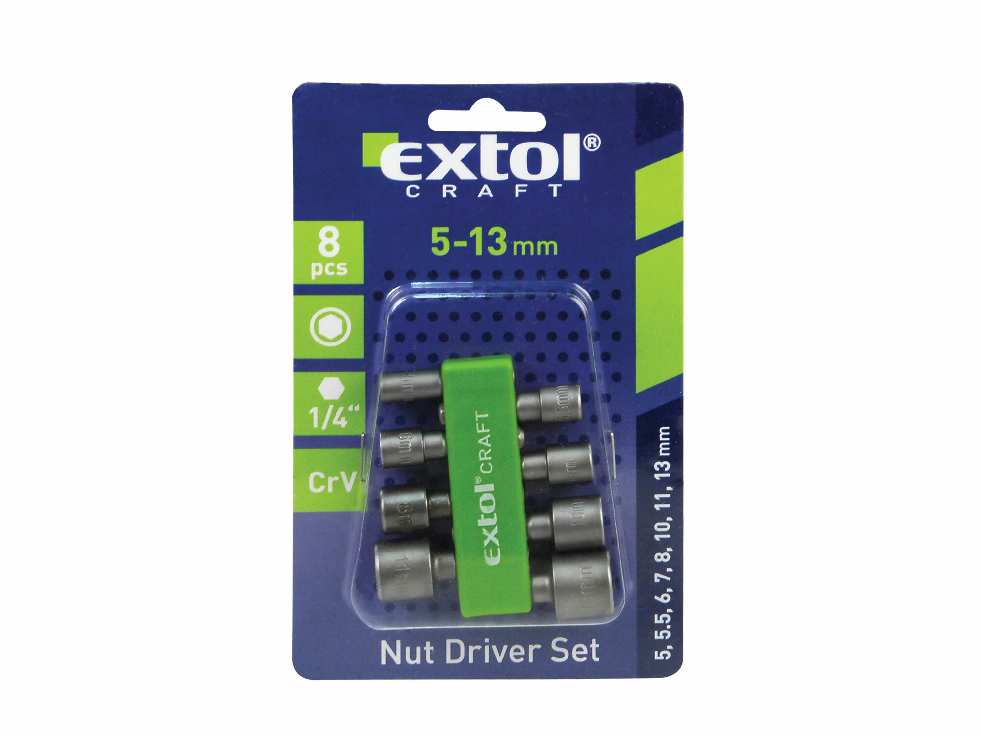 EXTOL CRAFT 10213 Hlavice nástrčné so 6-hrannou stopkou 1/4“, 8-dielna sada