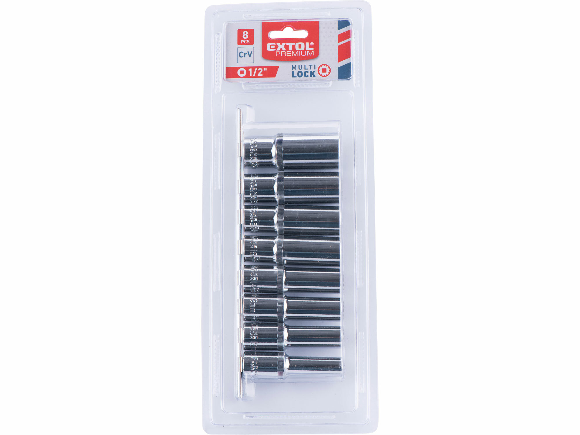 Madal Bal EXTOL PREMIUM 8818112 Kľúče nástrčné predĺžené MultiLock, 1/2'', 8ks, 10-22mm