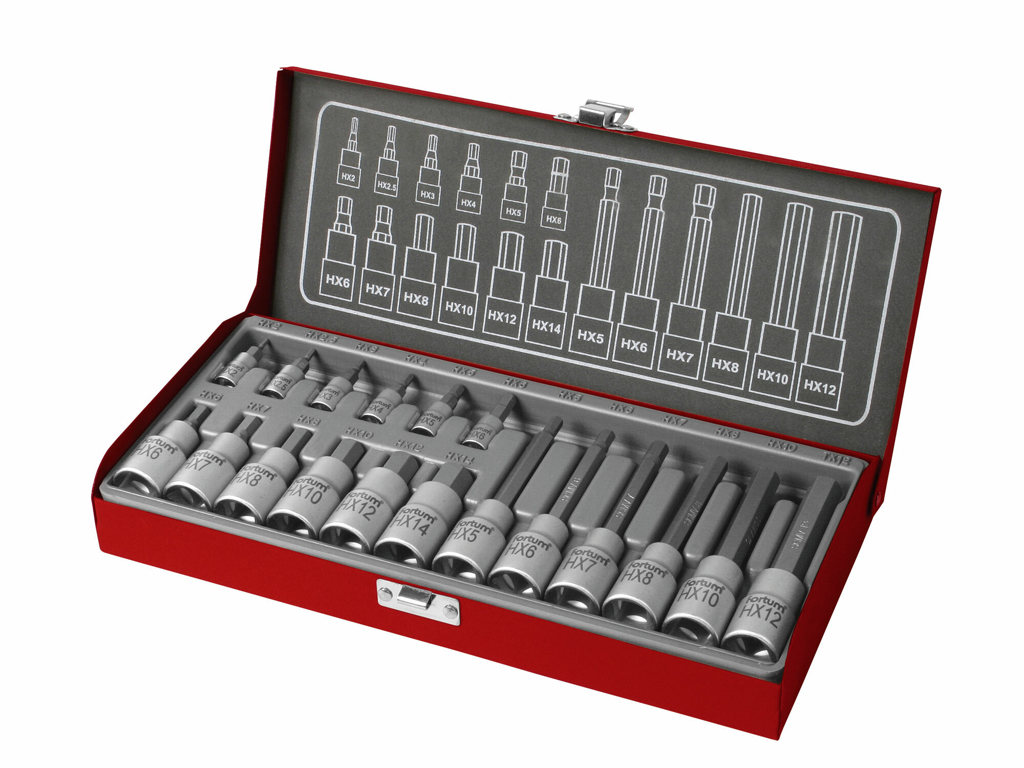 FORTUM 4700008 Sada zástrčných imbusových kľúčov, 1/4", 1/2", 18ks