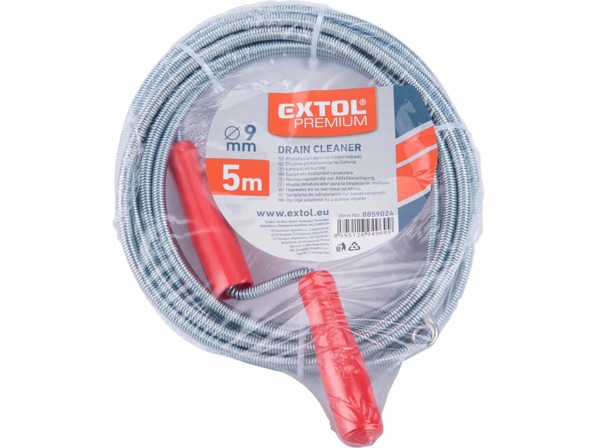 EXTOL PREMIUM 8859024 Pružina kanalizačná pochrómovaná ''krtko'' 5m, Ø9mm