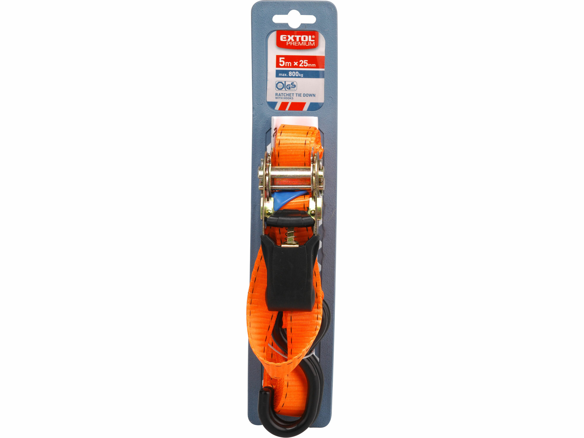 EXTOL PREMIUM 8861131 Pás sťahovací "gurtňa" s 2 hákmi, 5m x 25mm, max. 800kg, GS