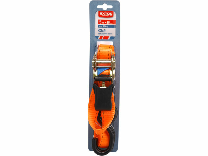 EXTOL PREMIUM 8861133 Pás sťahovací "gurtňa" s 2 hákmi, 8m x 25mm, max. 800kg, GS