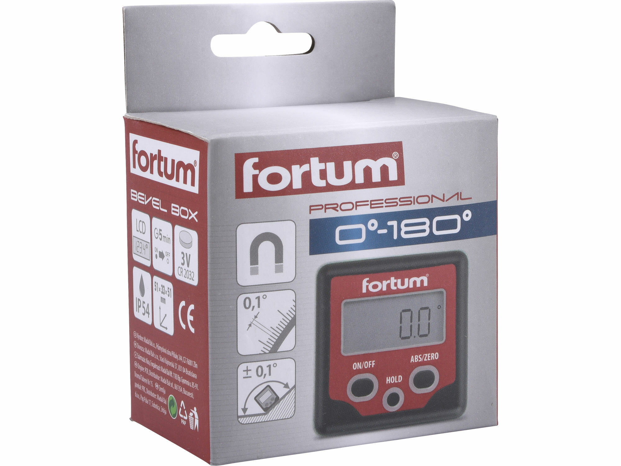 FORTUM 4780200 Sklonomer digitálny, rozsah merania ±180°