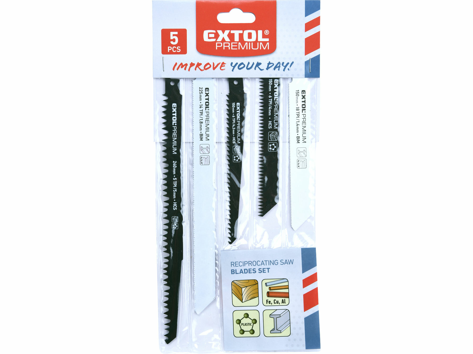 EXTOL PREMIUM 8806000 List pílový do chvostovej píly, 5-dielna sada