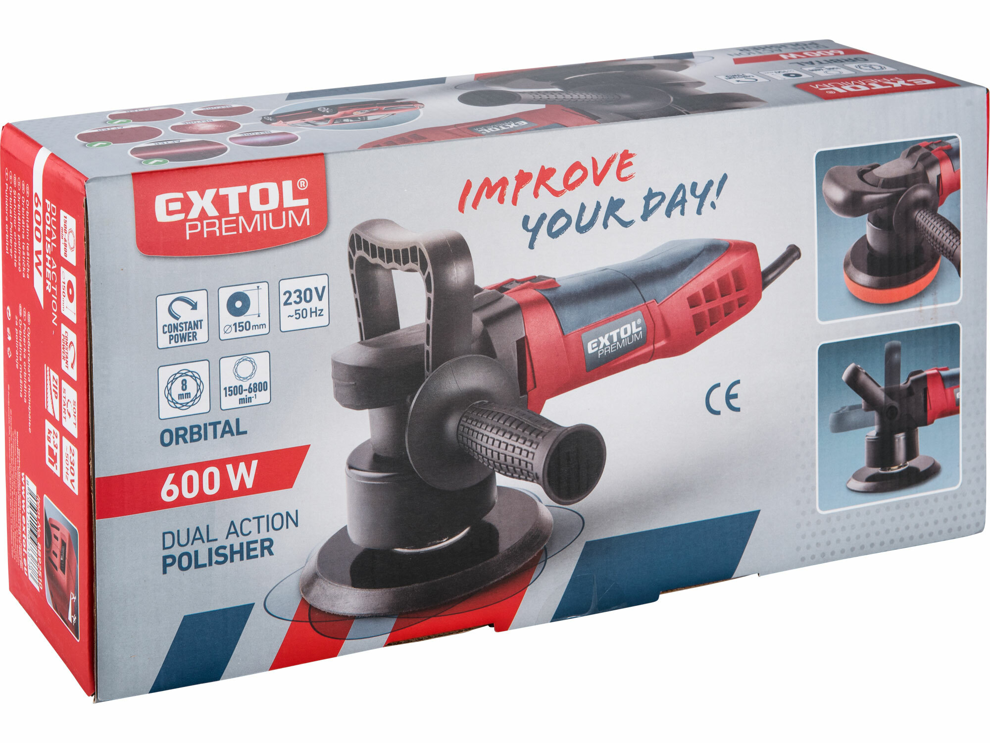 EXTOL PREMIUM 8892510 Orbitálna excentrická leštička na autá, 600 W, 150 mm
