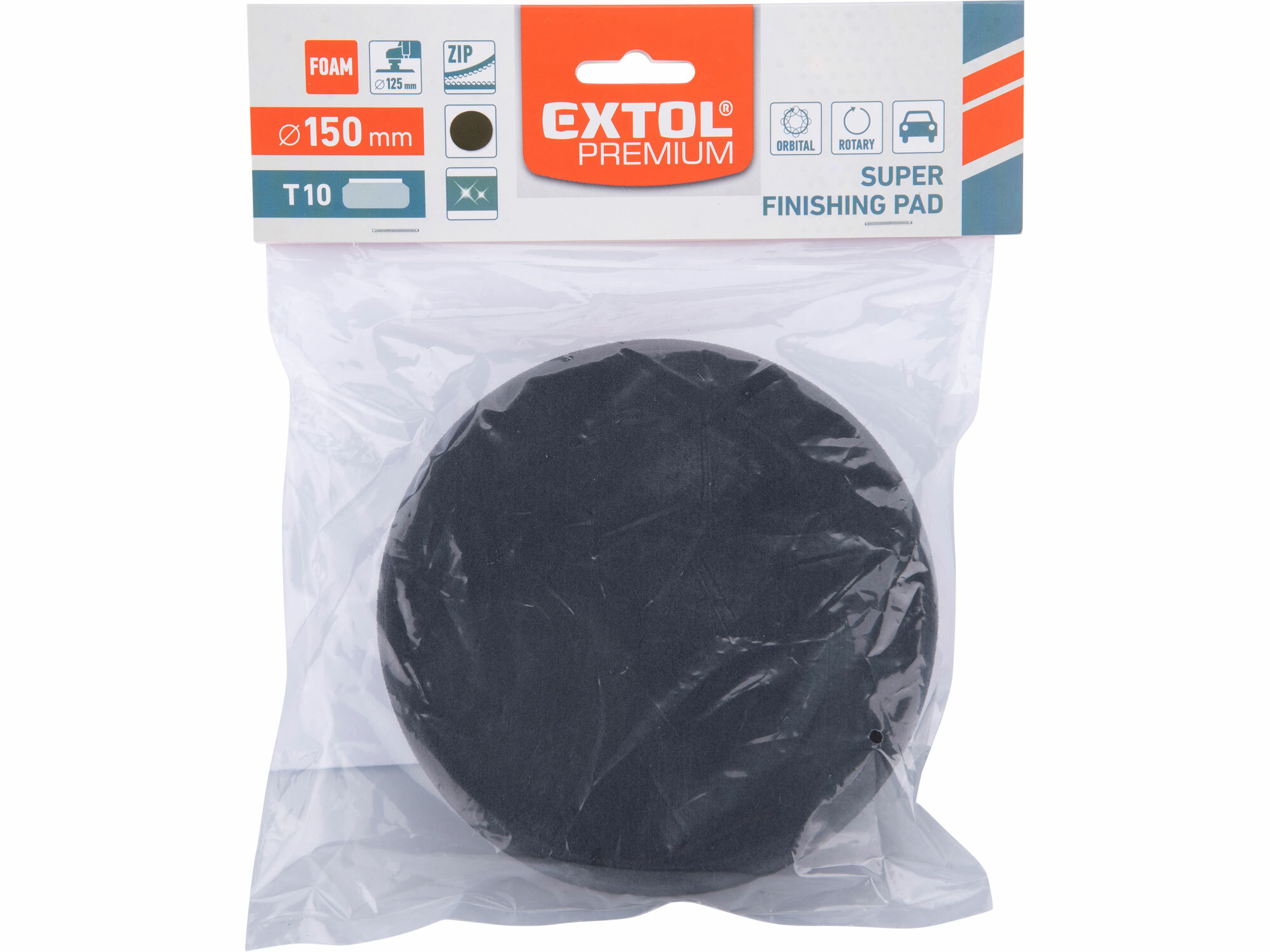 EXTOL PREMIUM 8803541 Kotúč leštiaci penový so suchým zipsom, T10, Ø150mm